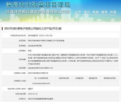 深圳市鸿科美电子有限公司销售三无产品 杯套 案