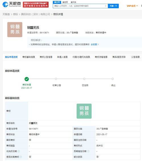 腾讯注册 钢男孩 商标